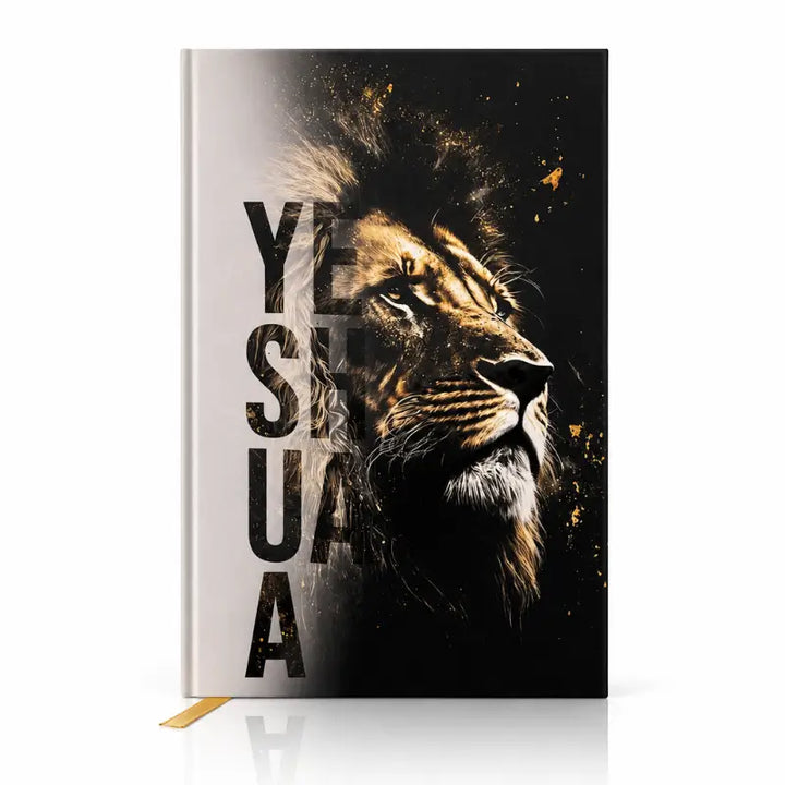 Bíblia ARC Leão Yeshua Branco Dourado Harpa