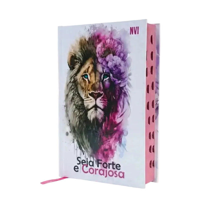 biblia nvi feminina rosa seja forte e corajosa capa dura com indice lateral