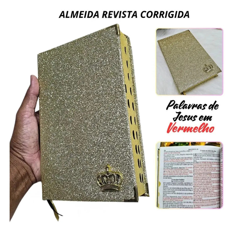 Bíblia dourada glitter ARC - detalhe 2