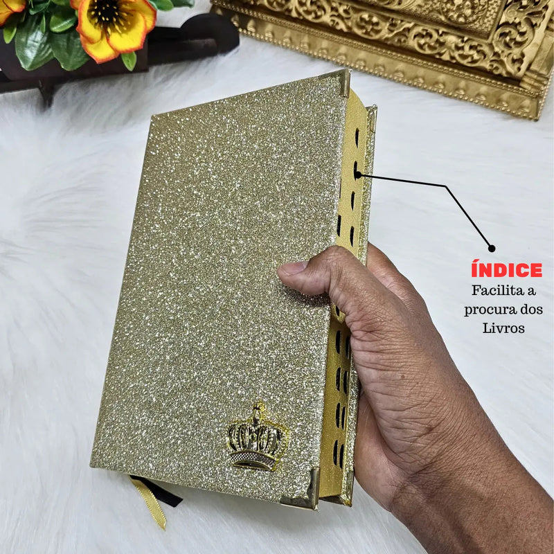 Bíblia folha ecológica dourada glitter - detalhe 5