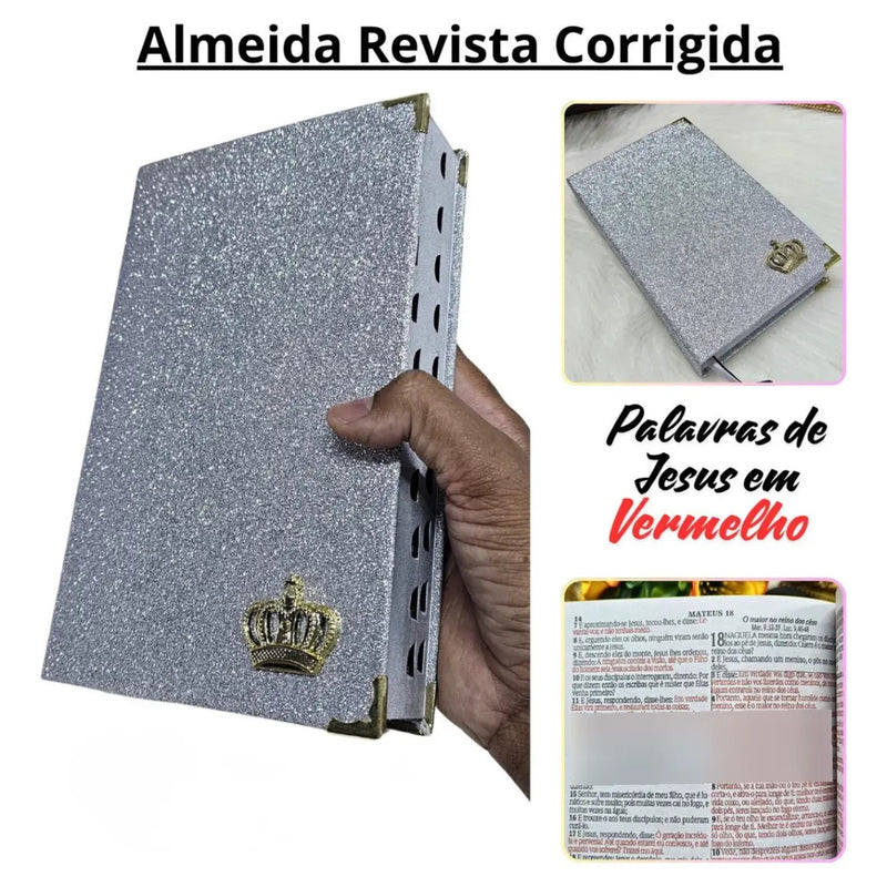 Bíblia feminina prata glitter - detalhe 2