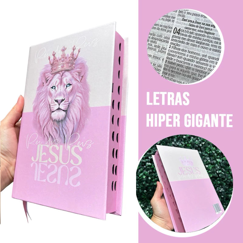 Bíblia feminina Rei dos Reis rosa - detalhe 2