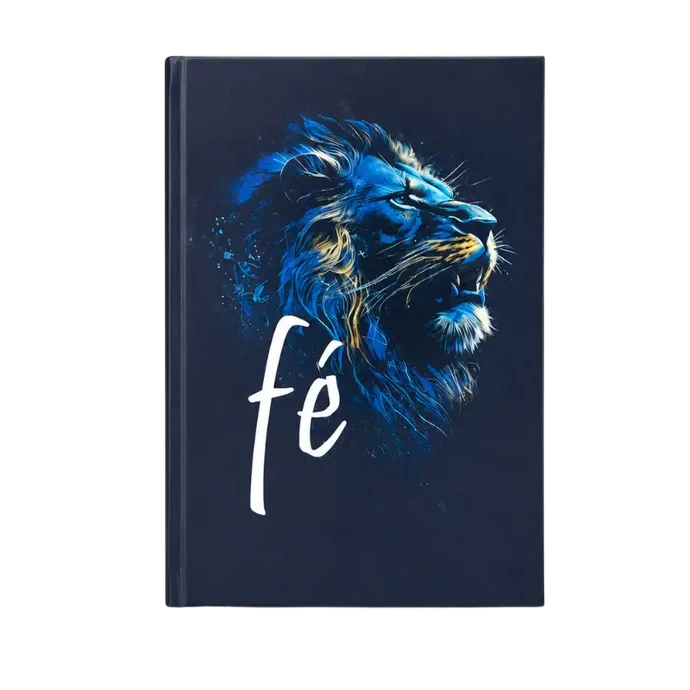 Bíblia Fé azul com ilustração de leão
