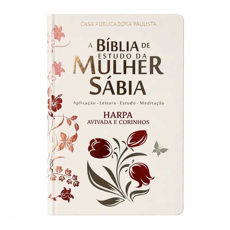 Bíblia Mulher Sábia arc Tulipa Branca com Harpa