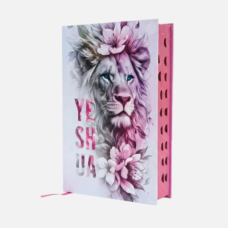 bíblia nvi feminina rosa leão yeshua capa dura