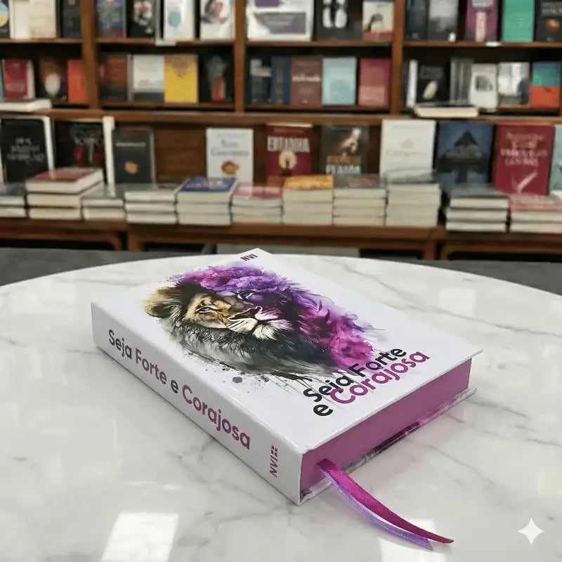 Bíblia Sagrada Feminina Letra Gigante Leão Seja Forte e Corajosa Com Harpa e Índices ARC Dietada