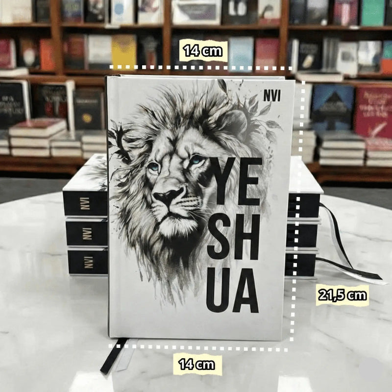 Bíblia Sagrada NVI Leão Yeshua Branca  Capa Dura E Índices Medidas