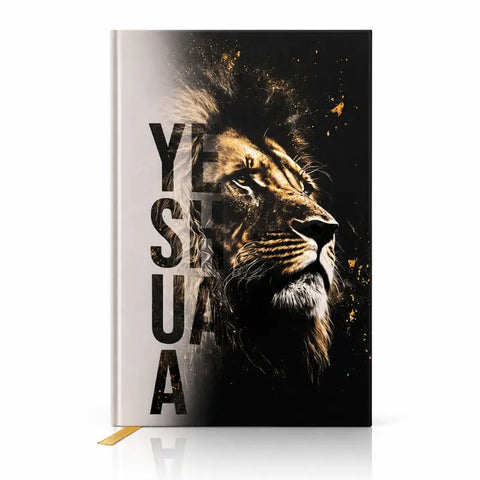 Bíblia ARC Leão Yeshua Branco Dourado Harpa