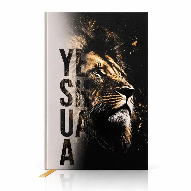 Bíblia ARC Leão Yeshua Branco Dourado Harpa