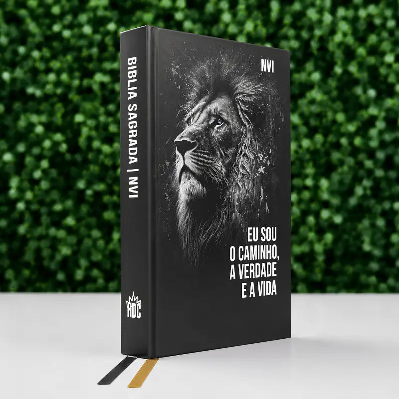 Bíblia NVI Masculina Leão Preta Letra Grande