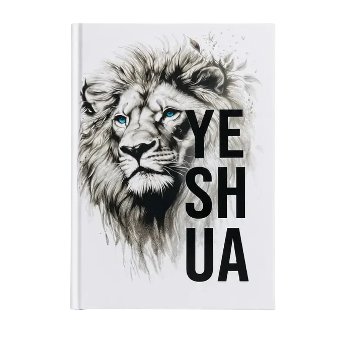 Bíblia Yeshua branca com ilustração de leão