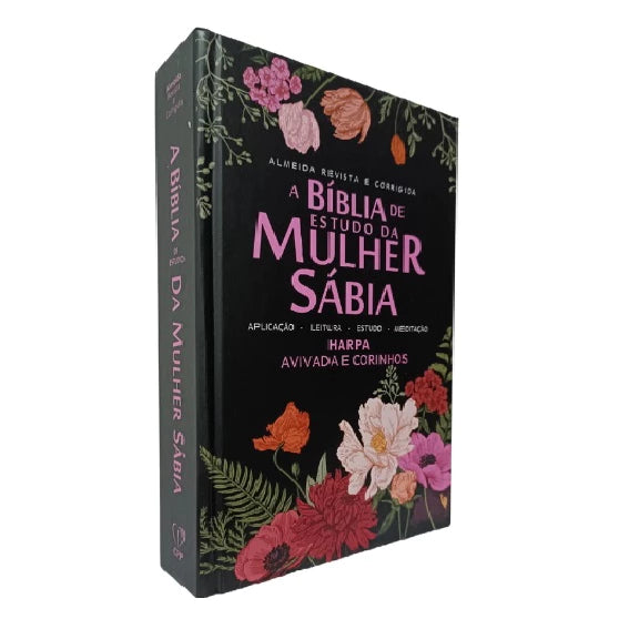 Bíblia de Estudo Mulher Sábia Floral Preta - imagem 1
