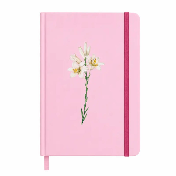 Caderno Cristão Moleskine Lírios Rosa - capa frontal em fundo branco